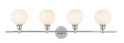 Collier 4-Light Wall Sconce in Chrome & Frosted White Glass