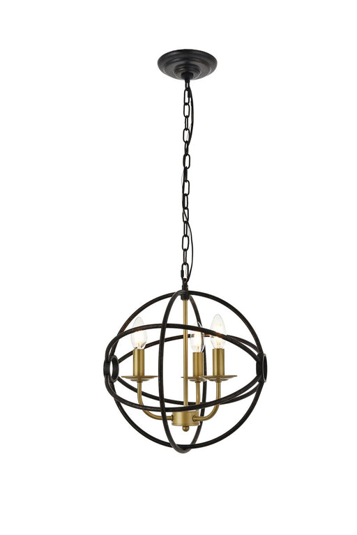Octavia 3-Light Pendant in Brass & Dark Brown