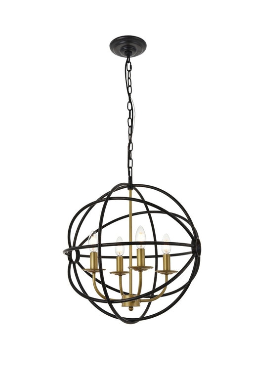 Octavia 4-Light Pendant in Brass & Dark Brown