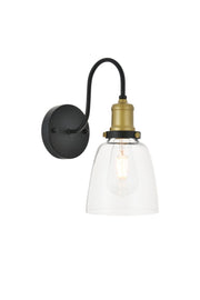 Felicity 1-Light Wall Sconce in Brass & Black & Clear