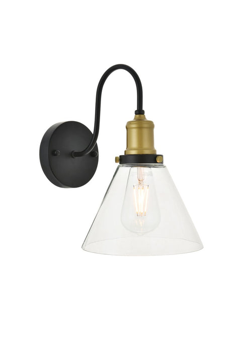 Histoire 1-Light Wall Sconce in Brass & Black & Clear
