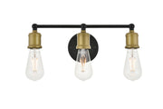 Serif 3-Light Wall Sconce in Brass & Black