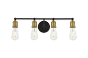 Serif 4-Light Wall Sconce in Brass & Black