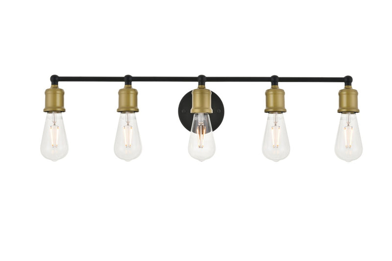 Serif 5-Light Wall Sconce in Brass & Black