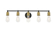 Serif 5-Light Wall Sconce in Brass & Black
