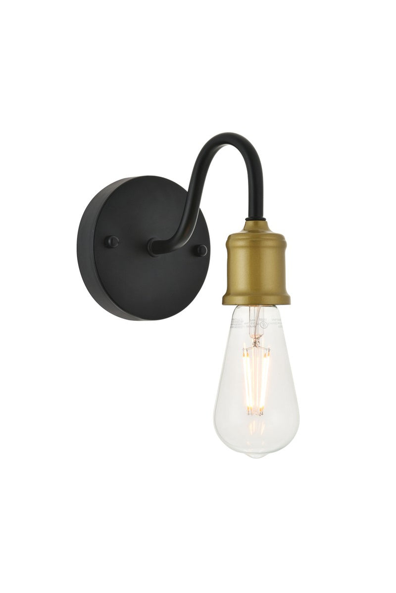 Serif 1-Light Wall Sconce in Brass & Black