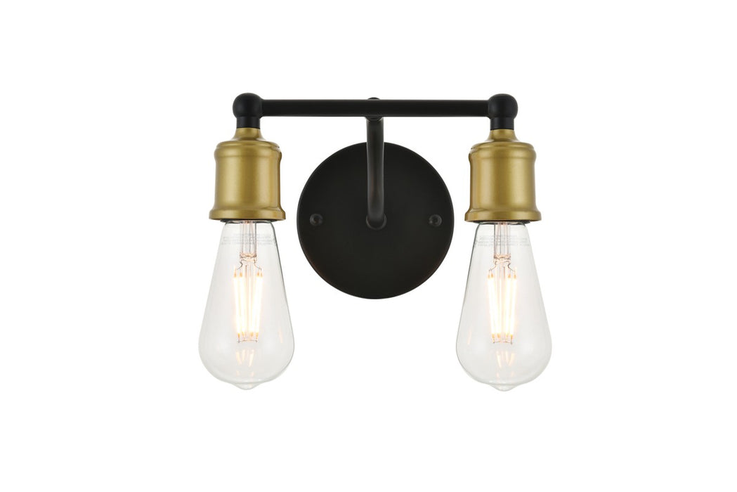 Serif 2-Light Wall Sconce in Brass & Black