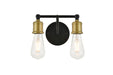 Serif 2-Light Wall Sconce in Brass & Black