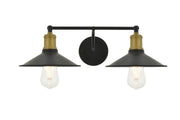 Etude 2-Light Wall Sconce in Brass & Black