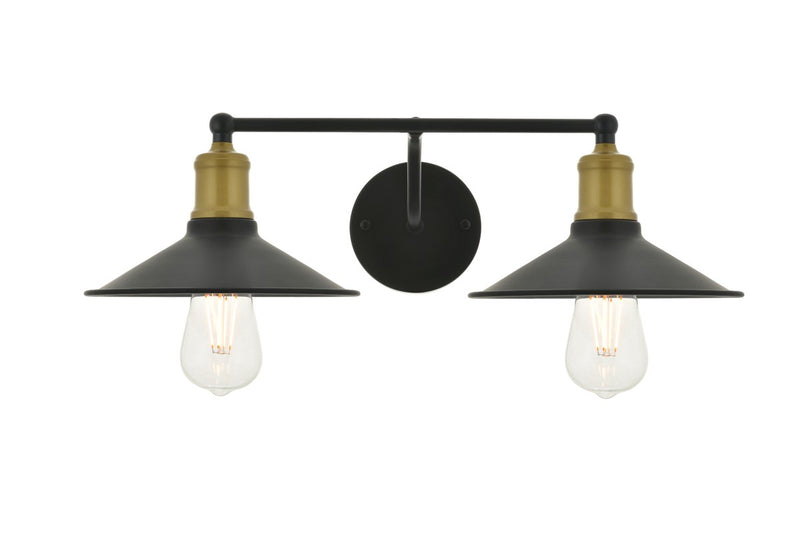 Etude 2-Light Wall Sconce in Brass & Black