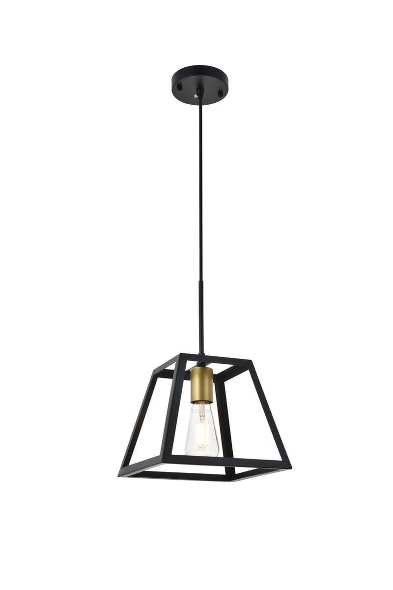 Resolute 1-Light Pendant in Brass & Black