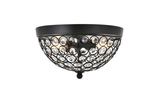 Taye 2-Light Flush Mount in Matte Black & Clear with Clear Royal Cut Crystal