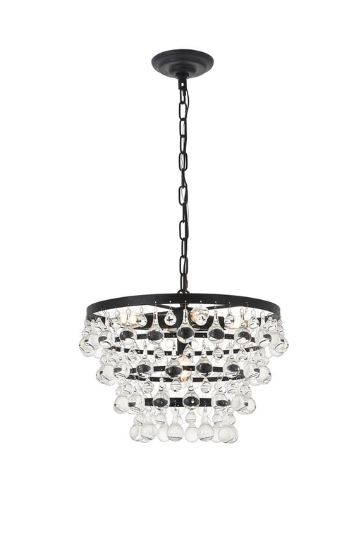 Kora 5-Light Pendant in Black & Clear with Clear Royal Cut Crystal