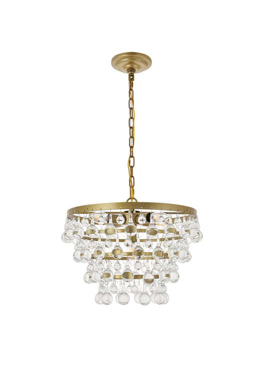 Kora 5-Light Pendant in Brass & Clear with Clear Royal Cut Crystal