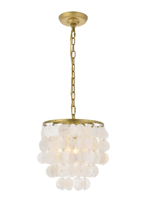 Selene 1-Light Pendant in Brass & White