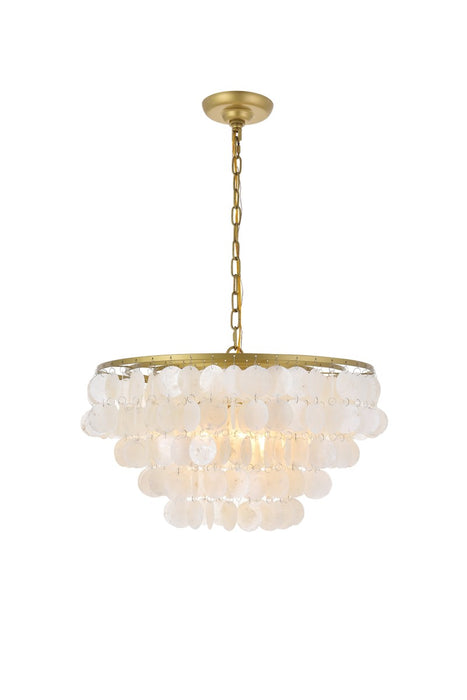 Selene 4-Light Pendant in Brass & White