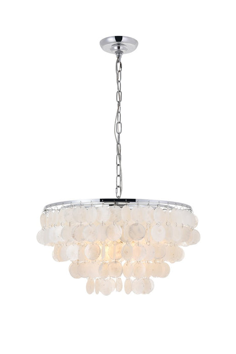 Selene 4-Light Pendant in Chrome & White