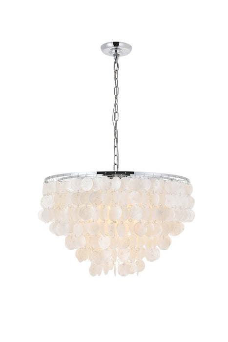 Selene 6-Light Pendant in Chrome & White