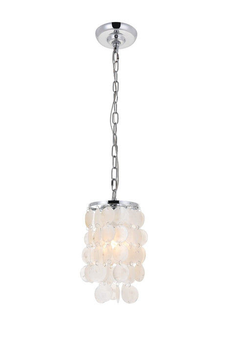 Selene 1-Light Pendant in Chrome & White