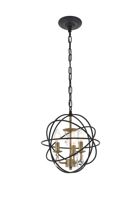 Wallace 3-Light Pendant in Matte Black & Brass & Clear with Clear Royal Cut Crystal