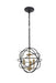 Wallace 3-Light Pendant in Matte Black & Brass & Clear with Clear Royal Cut Crystal
