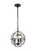 Wallace 3-Light Pendant in Matte Black & Clear with Clear Royal Cut Crystal