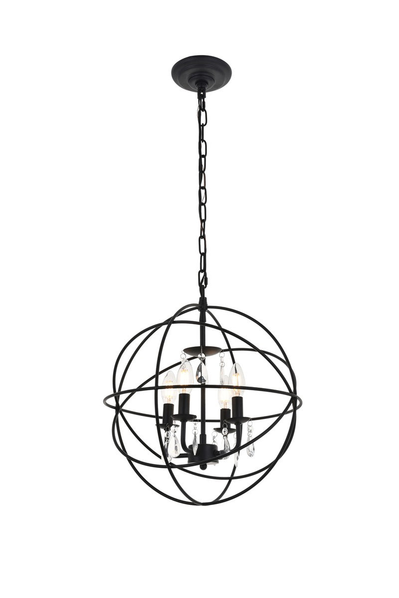 Wallace 4-Light Pendant in Matte Black & Clear with Clear Royal Cut Crystal