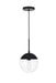 Eclipse 1-Light Pendant in Black & Clear