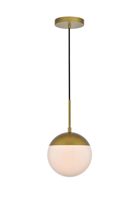 Eclipse 1-Light Pendant in Brass & Frosted White