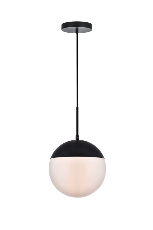 Eclipse 1-Light Pendant in Black & Frosted White