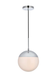 Eclipse 1-Light Pendant in Chrome & Frosted White