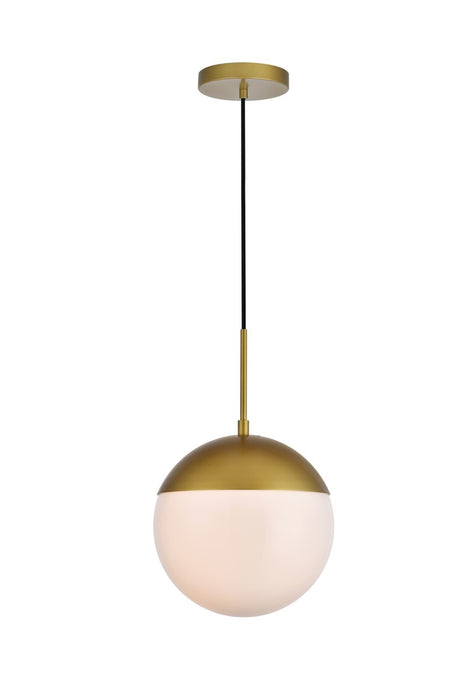 Eclipse 1-Light Pendant in Brass & Frosted White