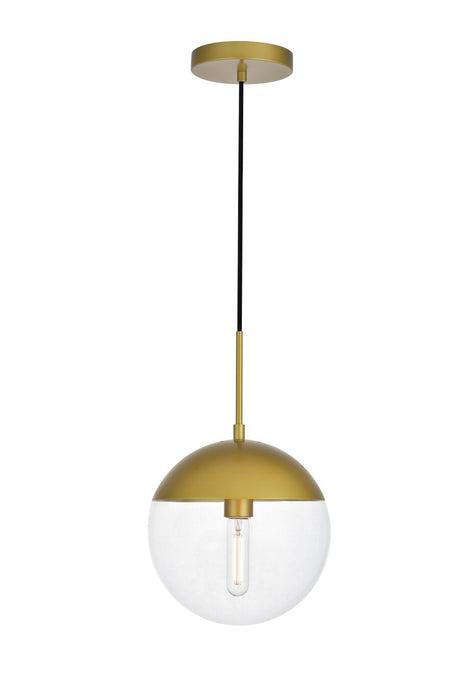 Eclipse 1-Light Pendant in Brass & Clear