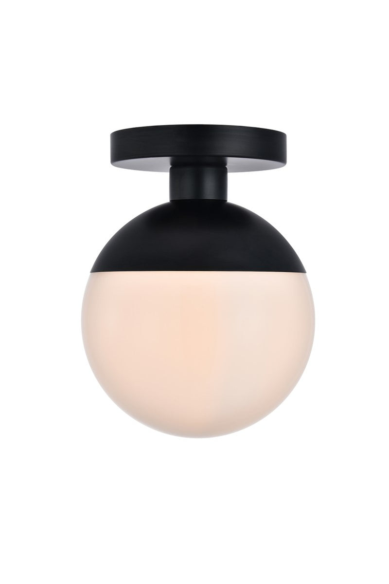 Eclipse 1-Light Flush Mount in Black & Frosted White