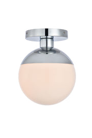 Eclipse 1-Light Flush Mount in Chrome & Frosted White