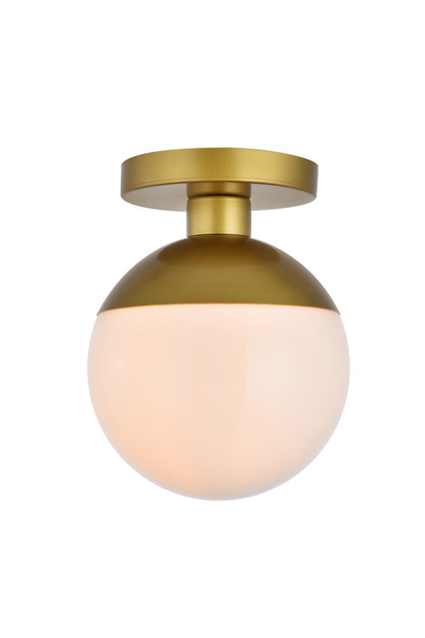Eclipse 1-Light Flush Mount in Brass & Frosted White