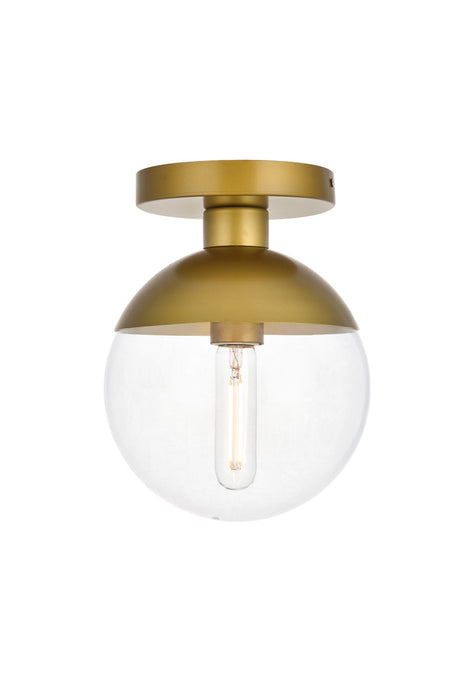 Eclipse 1-Light Flush Mount in Brass & Clear