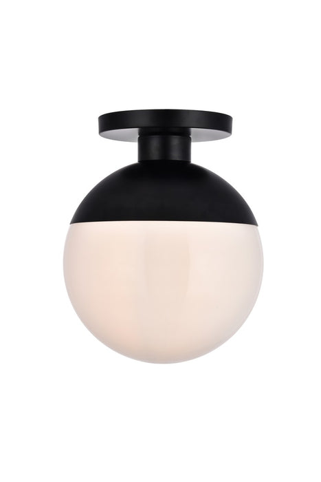Eclipse 1-Light Flush Mount in Black & Frosted White
