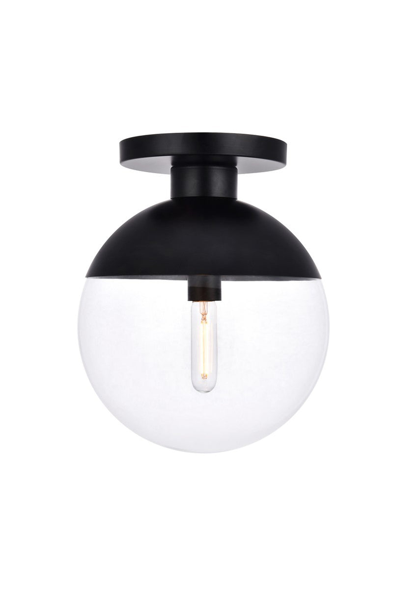 Eclipse 1-Light Flush Mount in Black & Clear