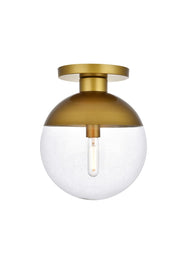 Eclipse 1-Light Flush Mount in Brass & Clear