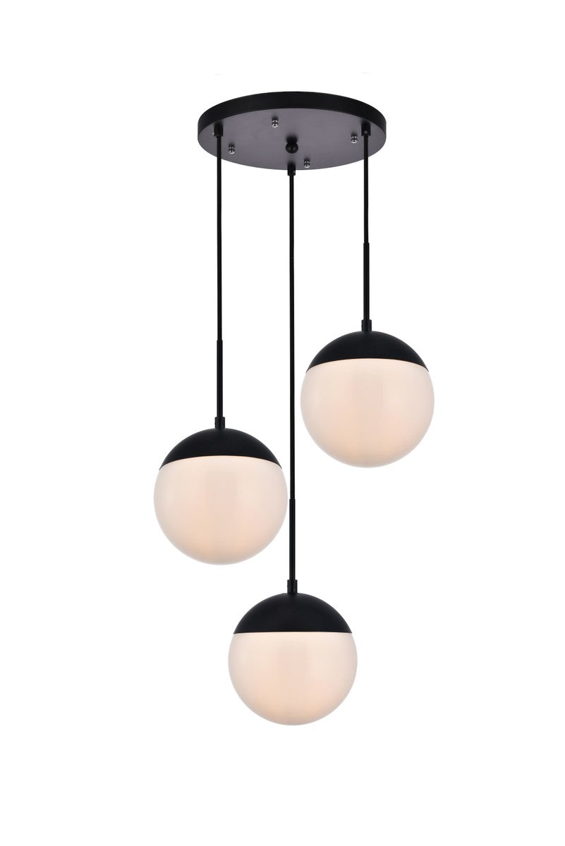 Eclipse 3-Light Pendant in Black & Frosted White