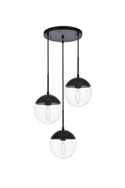 Eclipse 3-Light Pendant in Black & Clear
