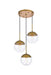 Eclipse 3-Light Pendant in Brass & Clear