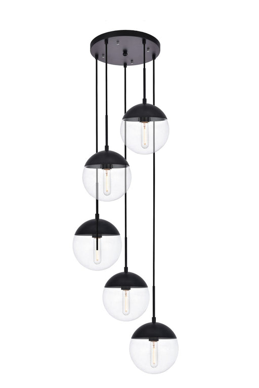 Eclipse 5-Light Pendant in Black & Clear