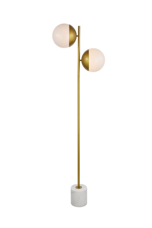 Eclipse 2-Light Floor Lamp in Brass & Frosted White