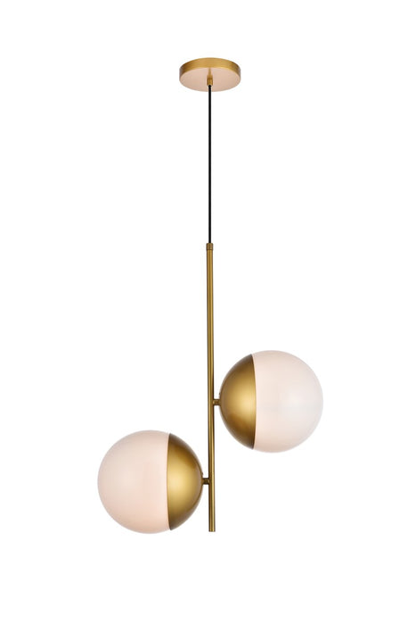 Eclipse 2-Light Pendant in Brass & Frosted White