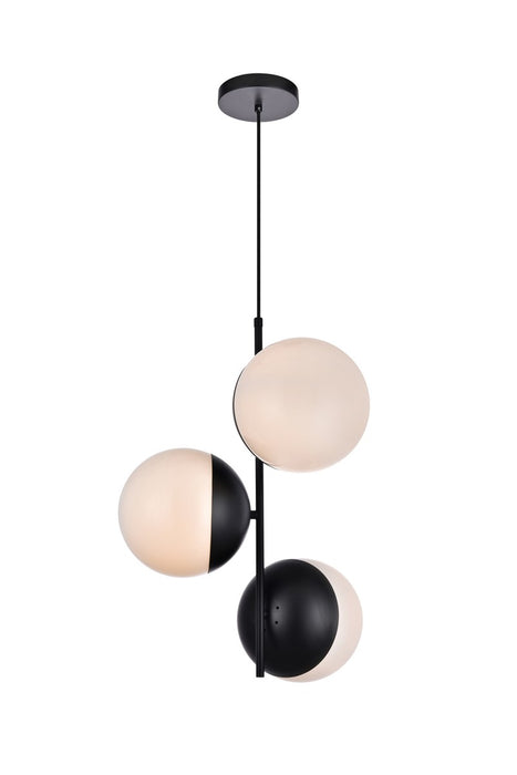Eclipse 3-Light Pendant in Black & Frosted White