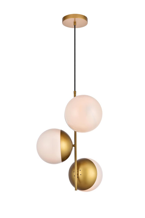 Eclipse 3-Light Pendant in Brass & Frosted White