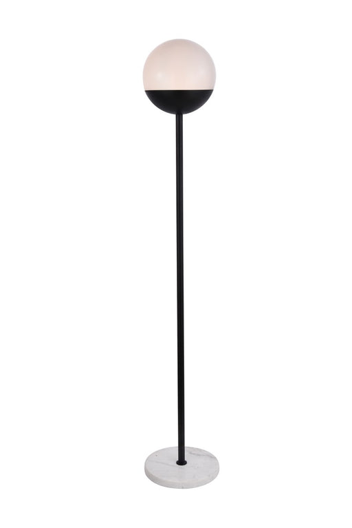Eclipse 1-Light Floor Lamp in Black & Frosted White