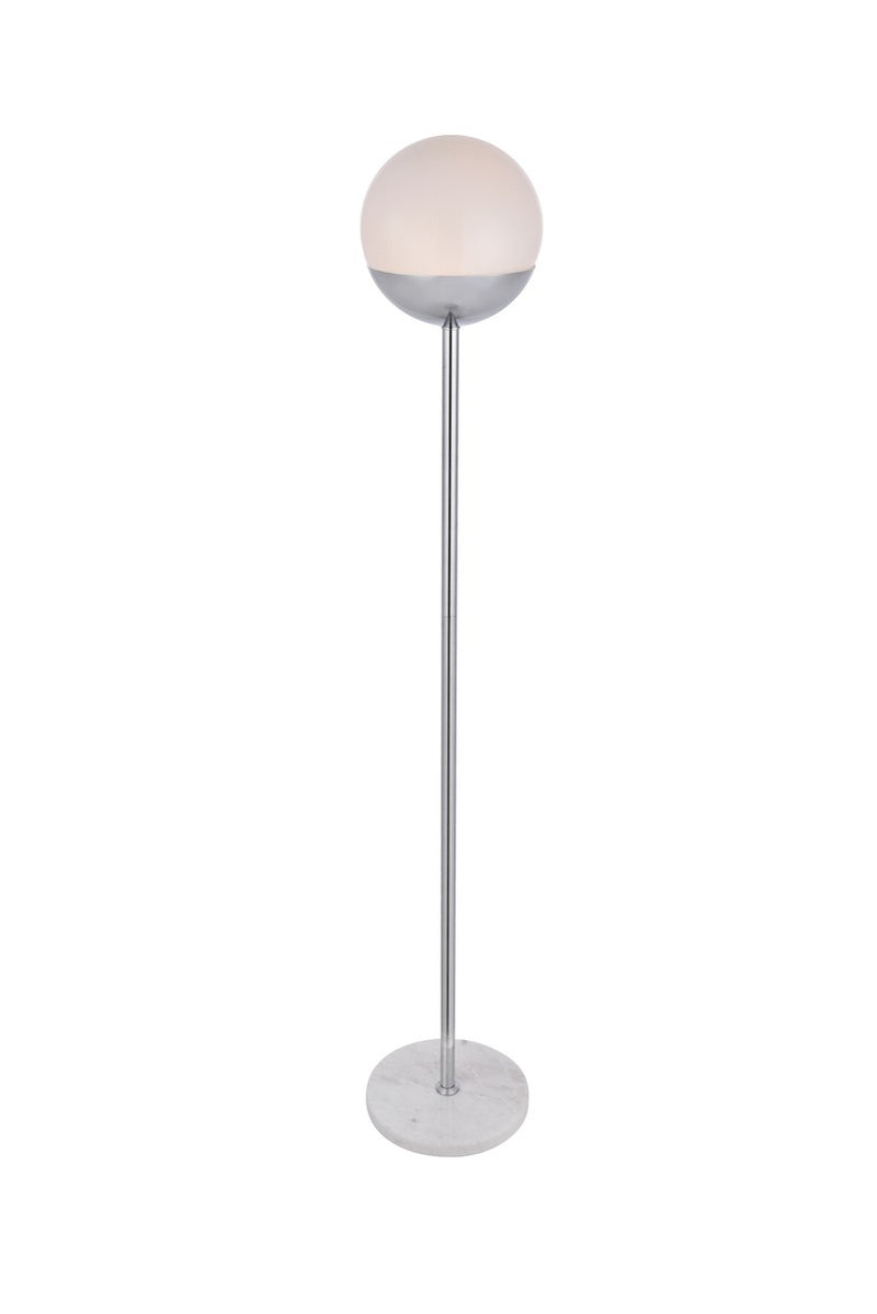 Eclipse 1-Light Floor Lamp in Chrome & Frosted White